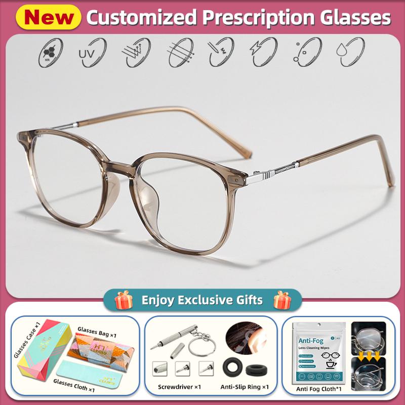 CLLOIO Trendy Simple Square Frame Men Women Myopia Prescription Glasses High Quality Anti Blue Light Progressive Optical Eyeware