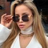 Protective Glasses 2pcs Rimless Polygon Women Sunglasses Leopard Decoration Wooden Leg Sun Glasses Gradient Design Eyewear UV400