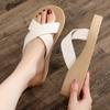 Women's Summer Wedge Sandals with Woven Hemp-Style Cross Straps and Thick Sole