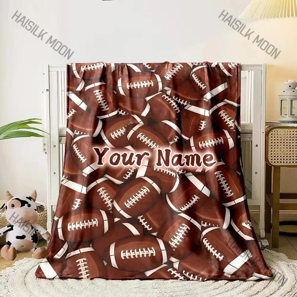 Attractive Rugby Pattern Printed Blanket Can Be Custom with Name, Soft and Warm, Suitable for Home, Office, Camping for Gifts 100x150cm(39x59in)