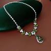 3 Pieces Green Zircon Leaf Flower Necklace New Light Luxury Drop Earring Chain 2025 Fashion Wedding Bride Jewelry Set Women