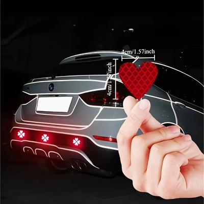 6 buc Autocolante Reflectorizante Inimă Roșie - Potrivite pentru Mașini, Motociclete, Vehicule Electrice Autocolant Multifuncțional, Îmbunătățește Siguranța Nocturnă și Simțul Estetic