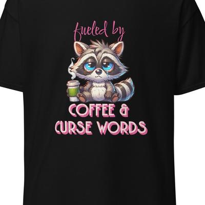Fueled By Coffee And Curse Words Funny Raccoon T-Shirt