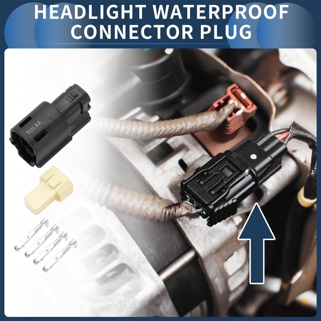 INFINAUTO 1 Set 4 Pin Headlight Waterproof Connector Plug 1.5mm Series Female Wire Terminal