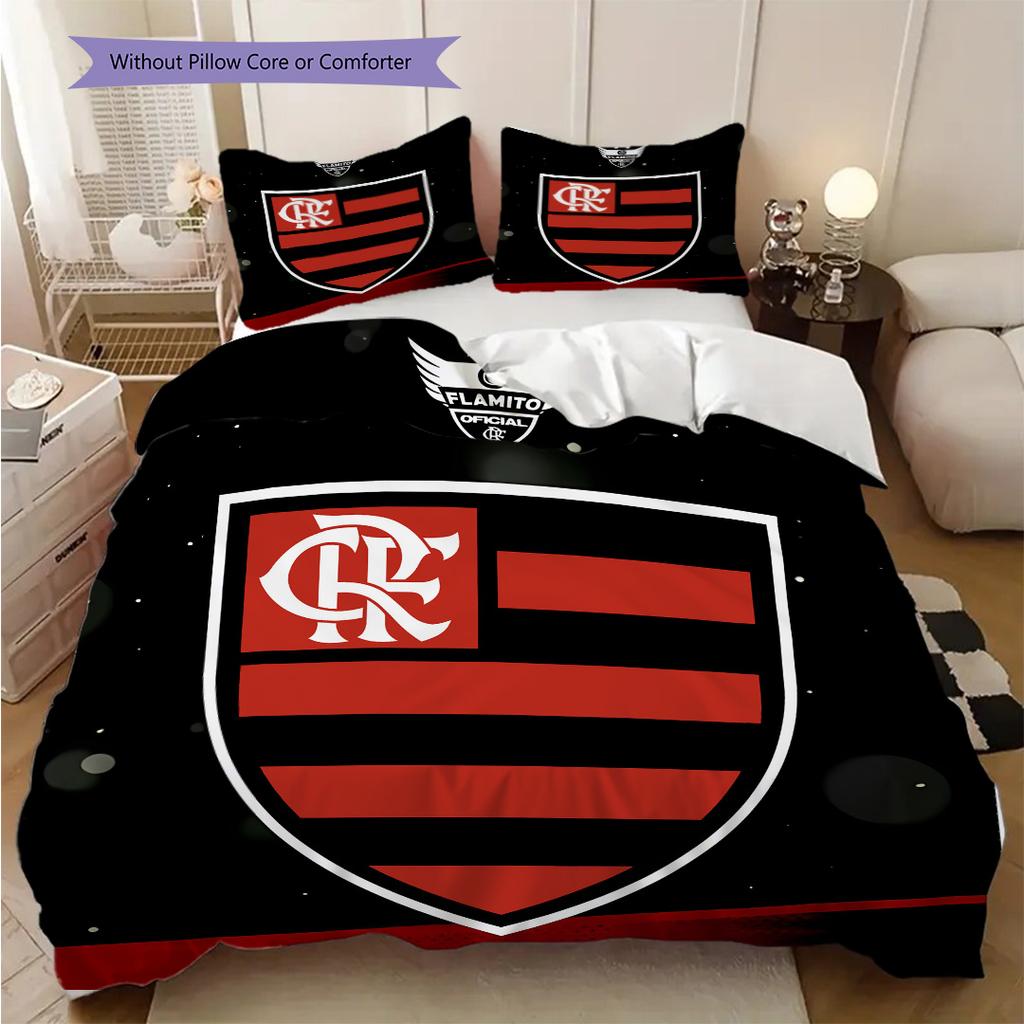 Flamengo logo Vzor Povlečení Přikrývka Sada Povlak na přikrývku Povlak na polštář Domácí dekorace Dárek k narozeninám (1 * povlak na peřinu + 2 * povlak na polštář, bez jádra)