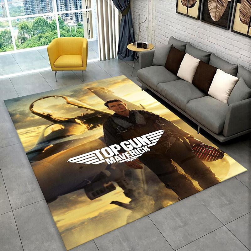 Classic Movie Top Gun Sign Tom Cruise Carpet Rug for Bedroom Living Room Sofa Doormat Home Decor,Kid Game Area Rug Non-slip