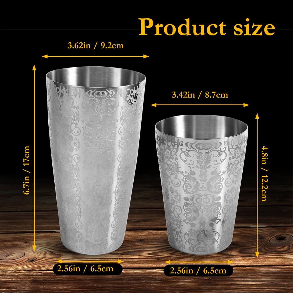 M-Modern-Cocktail Shaker Boston Shaker 304 Stainless Steel Barra De Ferramentas Creative Engraving Design Boston Cocktail Shaker