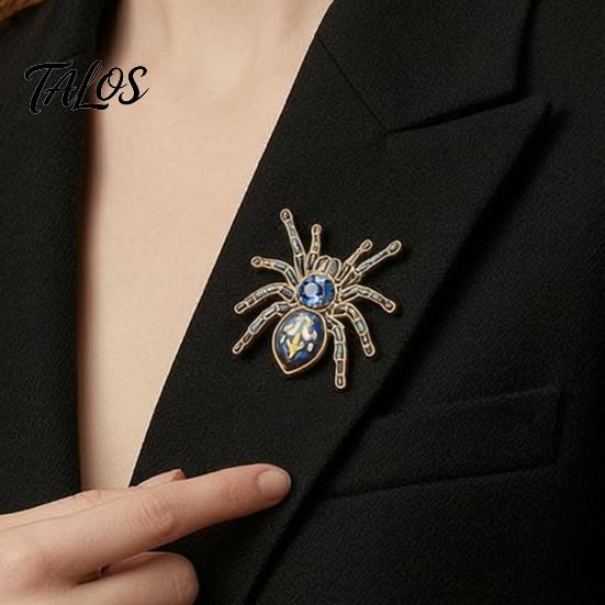 Simulated Spider Lapel Pins Gothic Brooch Pin, Colorful Rhinestones Decor, Retro Personalized Backpack Alloy Decorative Pin for Jackets And Backpacks