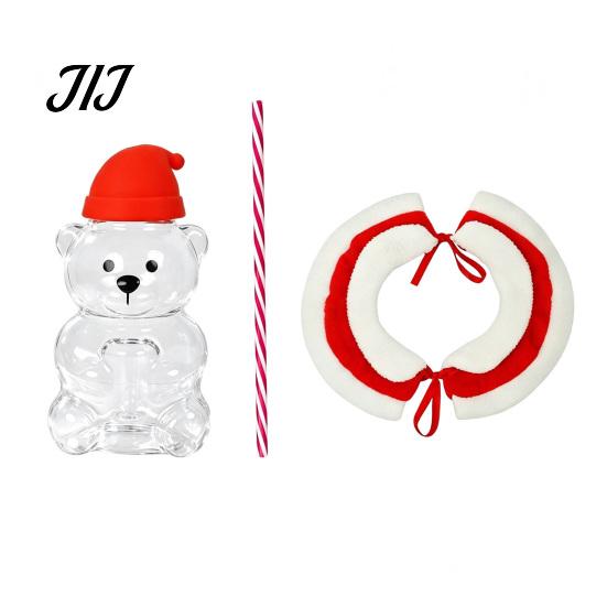 Decorative Glassware for Home Decor 20oz Bear Straw Cup, Cute Bears Glass Cup with Straw, Reusable Novelty Gift Christmas And Halloween Tumbler