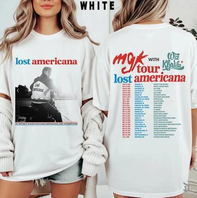 MGK Lost Americana Tour Shirt Wiz Khalifa White T-Shirt L259
