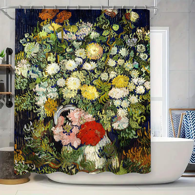 Floral Shower Curtain Modern Kitchen Decor – Bath Home Decoration Wall Hanging Shower Curtains for Bathroom In Orange, Green.