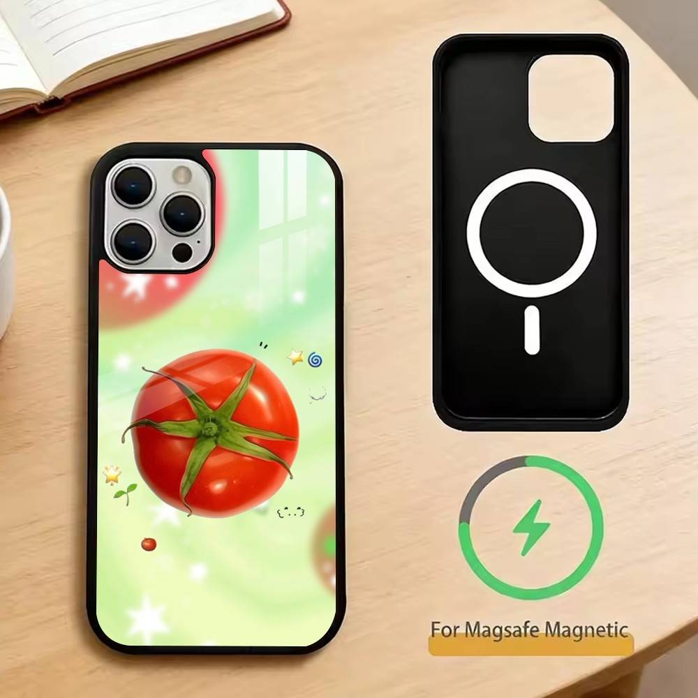 Tomato Cartoon Cute Creative Phone Case For iPhone17,16,15,14,13,12,11 Plus,Pro Magnetic For Magsafe Wireless Charging