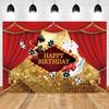 Birthday Party Backdrop Decor Red Carpet Film Cinema Movie Poker Playing Card Casino Photographic Background Photo Studio Props