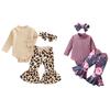 3 Pcs/Set Children Top Pants Headband Suit for 0-24 Months Floral Printing Flared