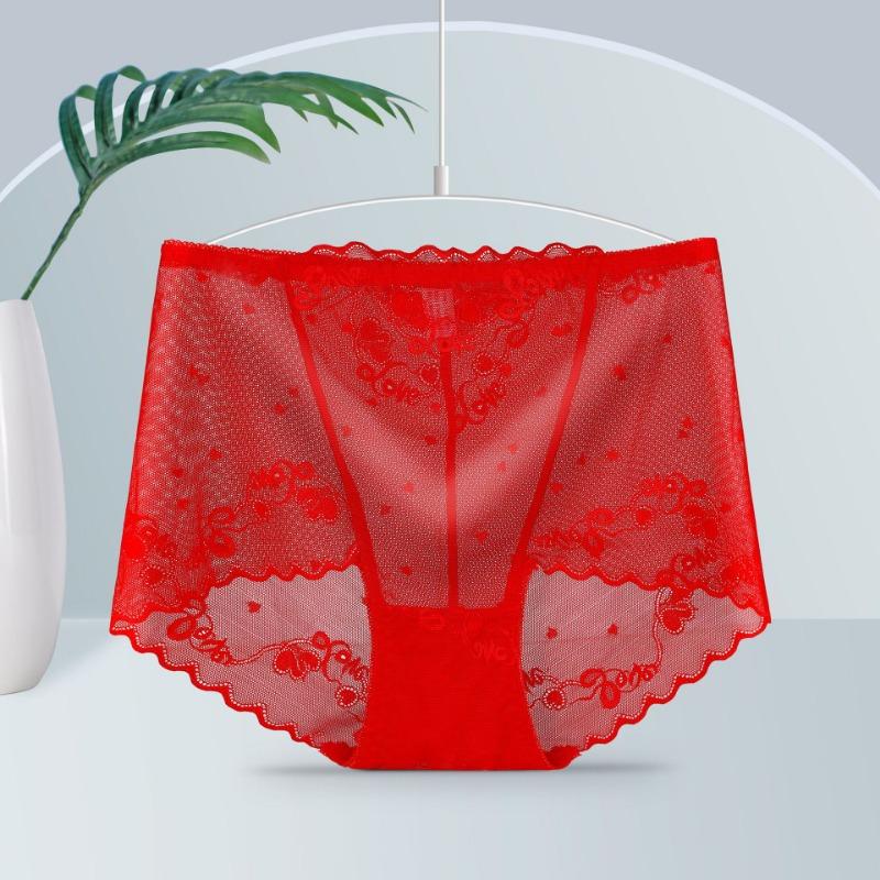 Sexy, verführerische Slips aus hohler Spitze, übergroße Unterwäsche für Damen, Slips mit hoher Taille, hüftbetonend, nicht eng anliegend, Damenhöschen