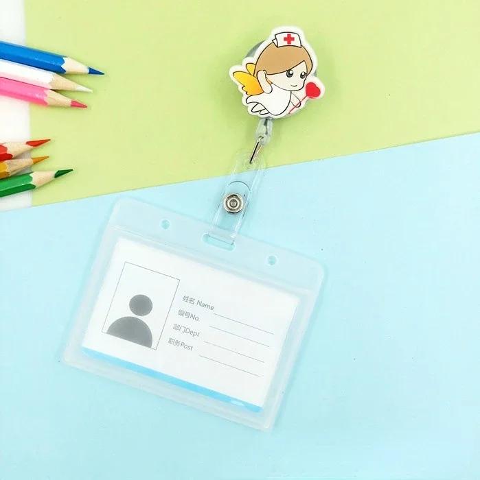 transparent Plastic Doctor Nurse ID Card Sleeve Badge Card Cover Retractable Badge Card Holder cover Protector