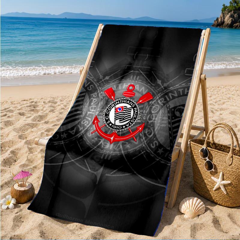 Sport Club Football Crest Printed Microfiber Beach Towel, Soft And Absorbent, Quick-Dry, Ideal for Summer Travel, Beach Essential, Swimming Pool