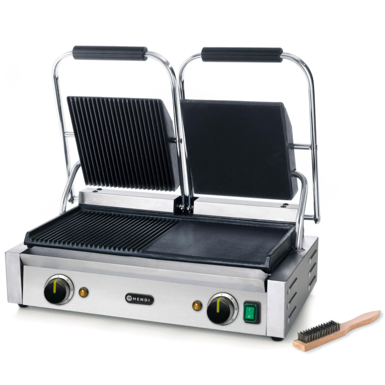 Kontaktgrill doppelt gerillt glatt 3600W Hendi 263907