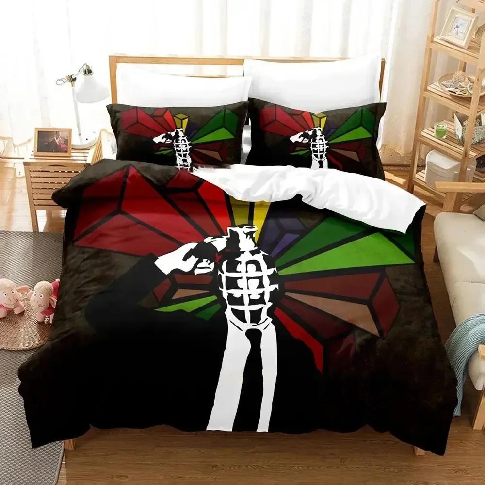 Personality Technology Anonymous Bedding Set Duvet Cover Sheet Printed Bed Set Pillowcase Full Queen King Size Comforter Bedroom