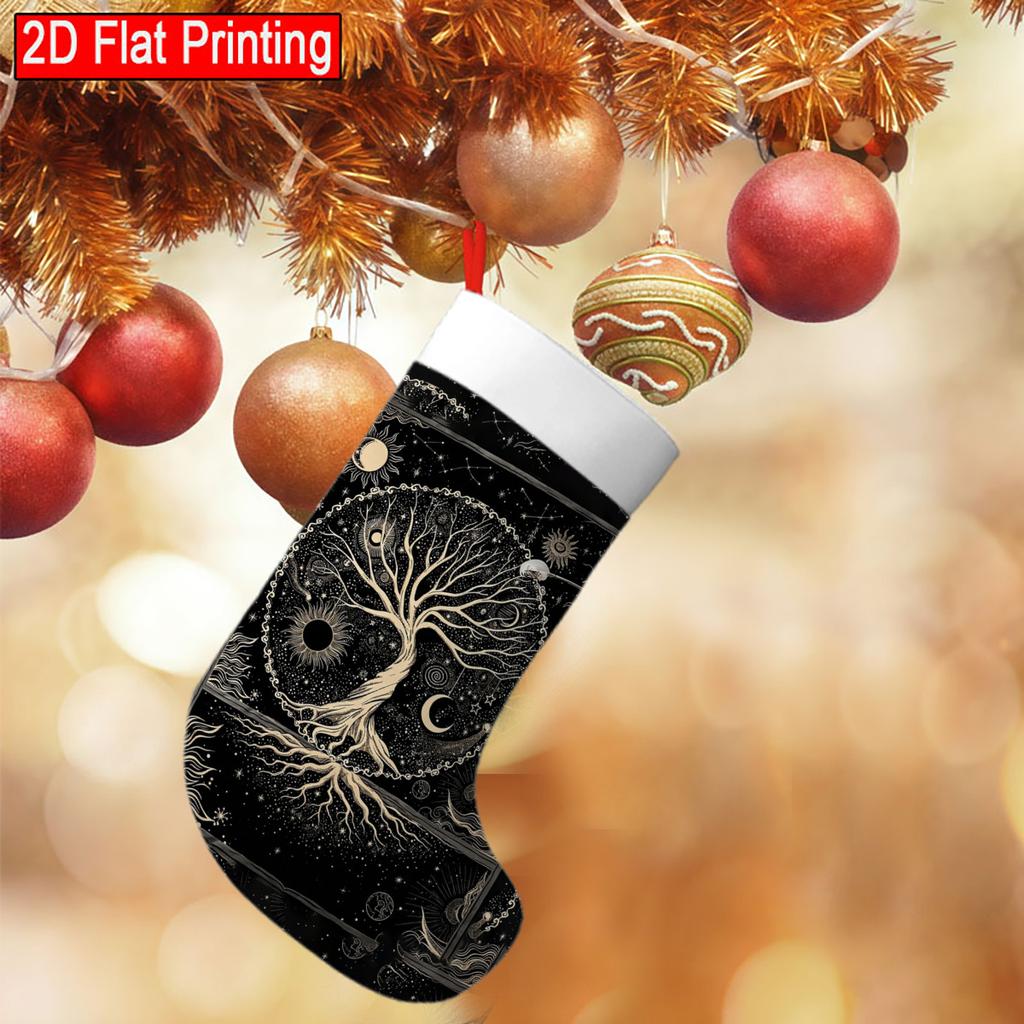 Christmas decoration fireplace hanging stocking1pc 44.96X27.94 cm Vintage Life Tree Sun Moon Star Constellatio