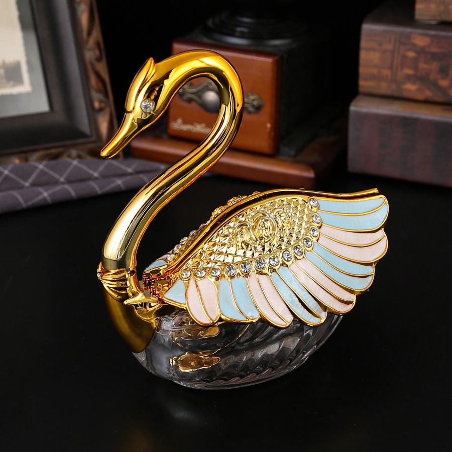 

Luxury exquisite diamond-set exquisite swan glass seasoning bottle high-end home guest restaurant seasoning bottle golden swan set golden swan golden wings