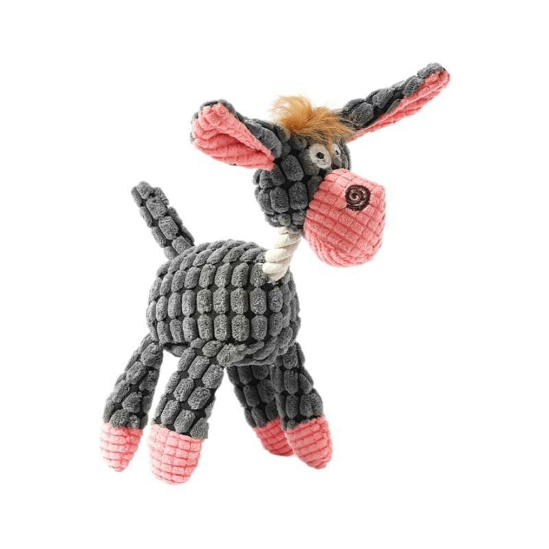 

Chew Resistant Plush Donkey Toy For All Breeds With Fun Designs Squeaky Toy Chewing and Teething Plush Toy for Dog серый