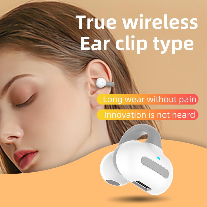 Ear Clip Wireless Earphone IPX5 Waterproof Sport Earphone Single Earbud Air Conduction Headphone HiFi Bass Painless Wear