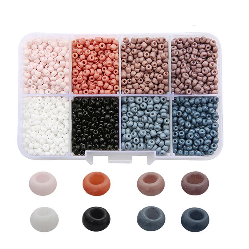 8-Compartment Solid Color Glass Seed Beads Set for DIY Bracelets & Necklaces