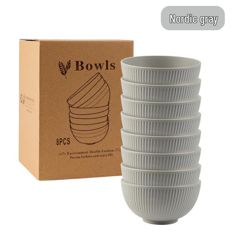 Cross-border PP Plastic Bowl Set - Multi-purpose for Dormitory: Includes Water, Fruit, Salad, Noodle, Soup, and Rice Bowls. Large Size.