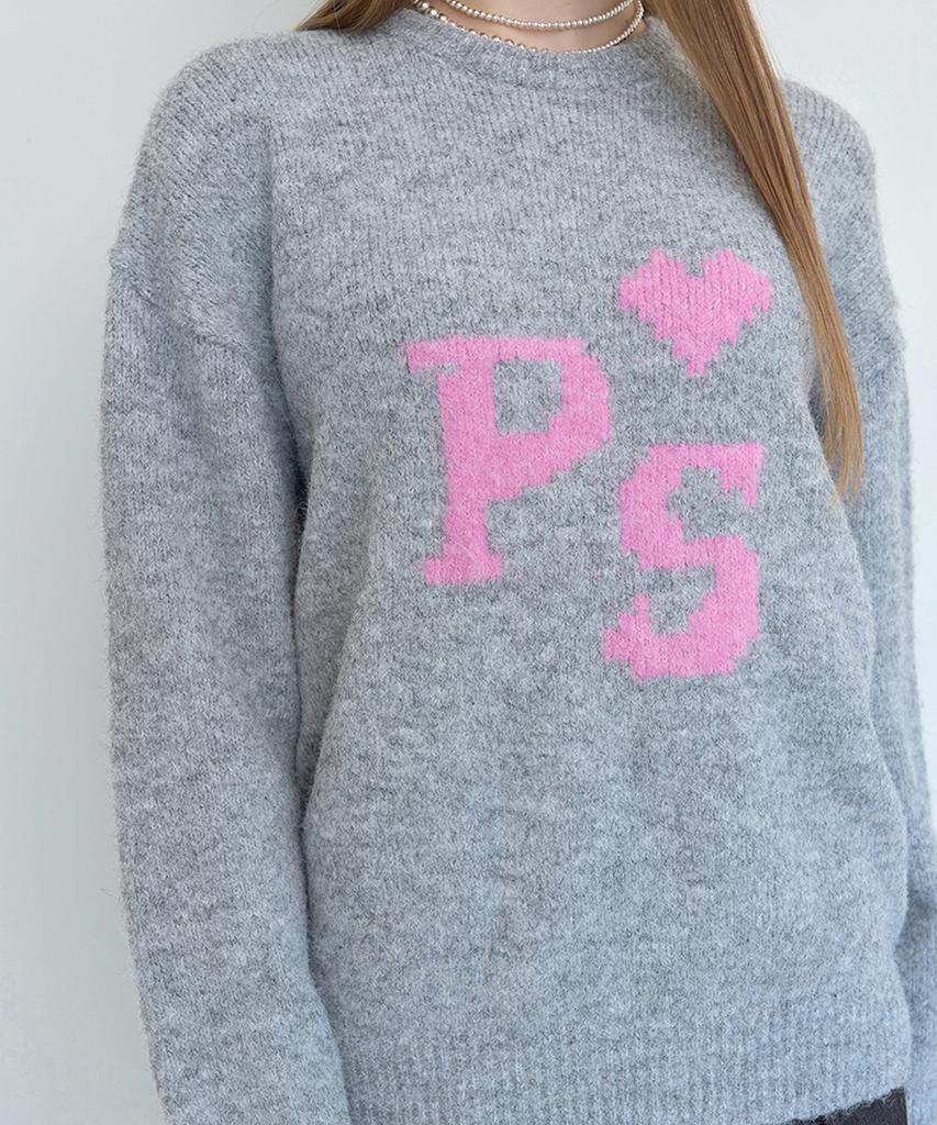 PISCESS Hairy Jacquard Sweater_Gray