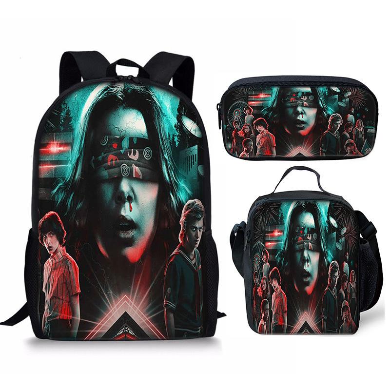 Stranger Things 4-Piece Set: Student Backpack, Shoulder Bag, and Pencil Case CLE