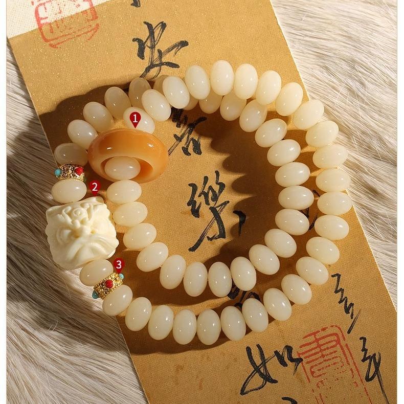 Jade-like white jade bodhi bead bracelet, double-circle abacus beads, bodhi seed Buddhist prayer beads, popular women's bracelet