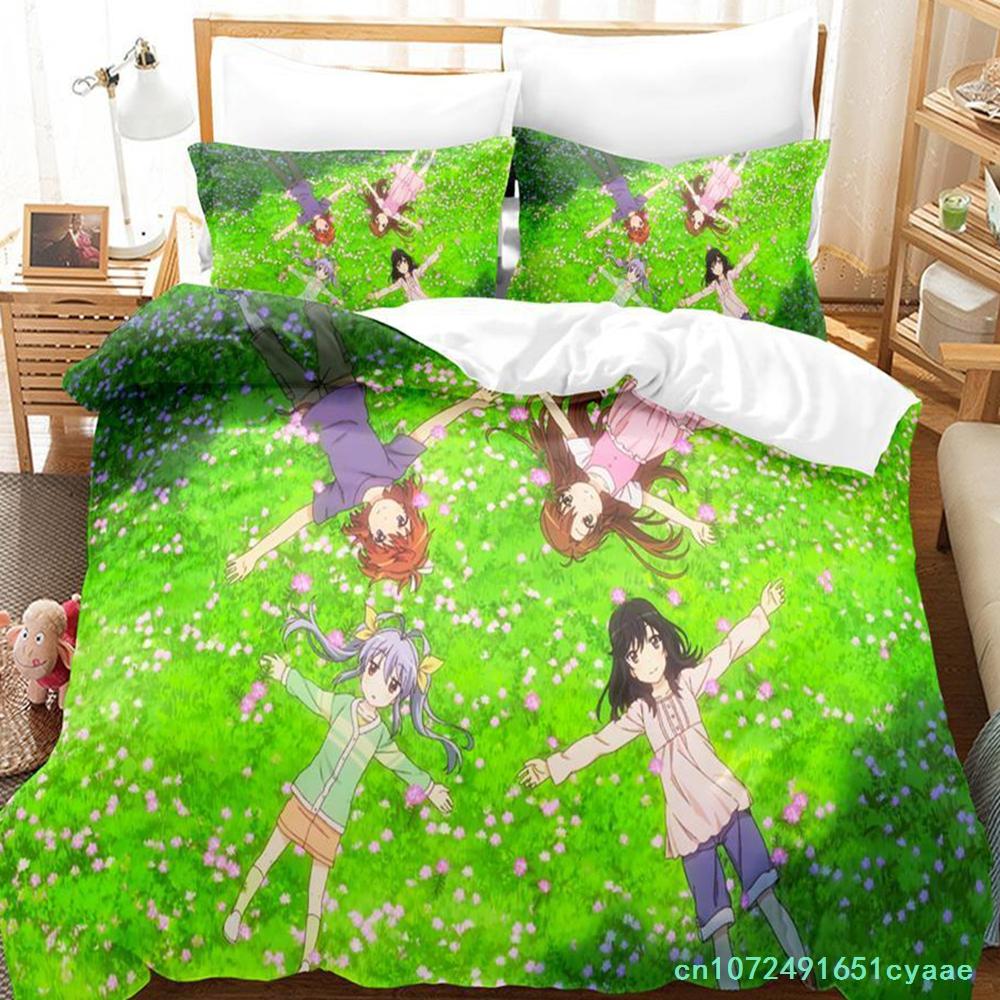 Non Non Biyori Bedding Set Single Twin Full Queen King Size Bed Set Adult Kid Bedroom Duvetcover Sets Anime Parure De Lit Bed