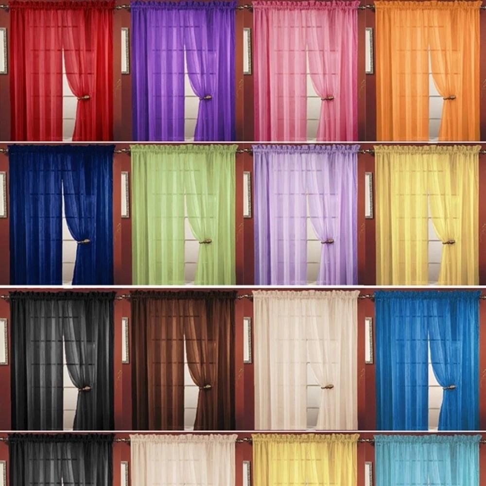1x2M Rod Pocket Curtain Colorful Window Panel Fashion Sheer Tulle Curtains Kid Room Classroom