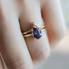 Luxury Jewelry Source, Super Simple Fashion Women's Pair Ring Inlaid with Amethyst Gold-plated Ins Jewelry