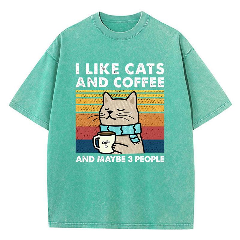 I Like Cats And Coffee Printing Women Wash Clothes Casual Fashion Tshirts Soft Breathable Tee Tops Cool Summer T Shirts FeUnisex