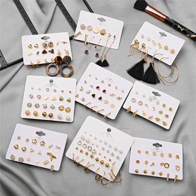 17KM Bohemian Geometrische Einfache Perle Kristall Stud Ohrringe Set Für Frauen Mode Stern Schlange Herz Ohrringe 2021 Trend Schmuck