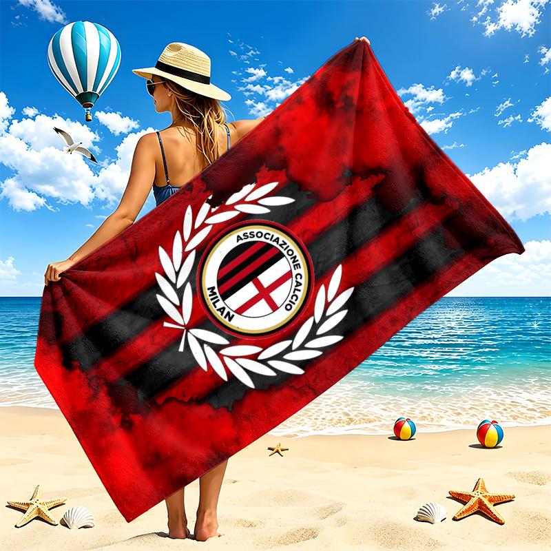 AC Milan Beach Towel Quick Dry Soft MicrofiberSand Resistant Oversized Cabana Bath Sheet for Swimming Pool Travel Gift