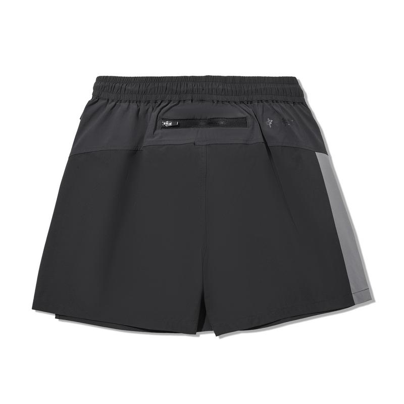 Li Ning X Taka Sha Collaboration Loose Simple Color Block Versatile Elastic Mid Waist Casual Shorts Women Shorts Dark-Night-Black ASKV316-3