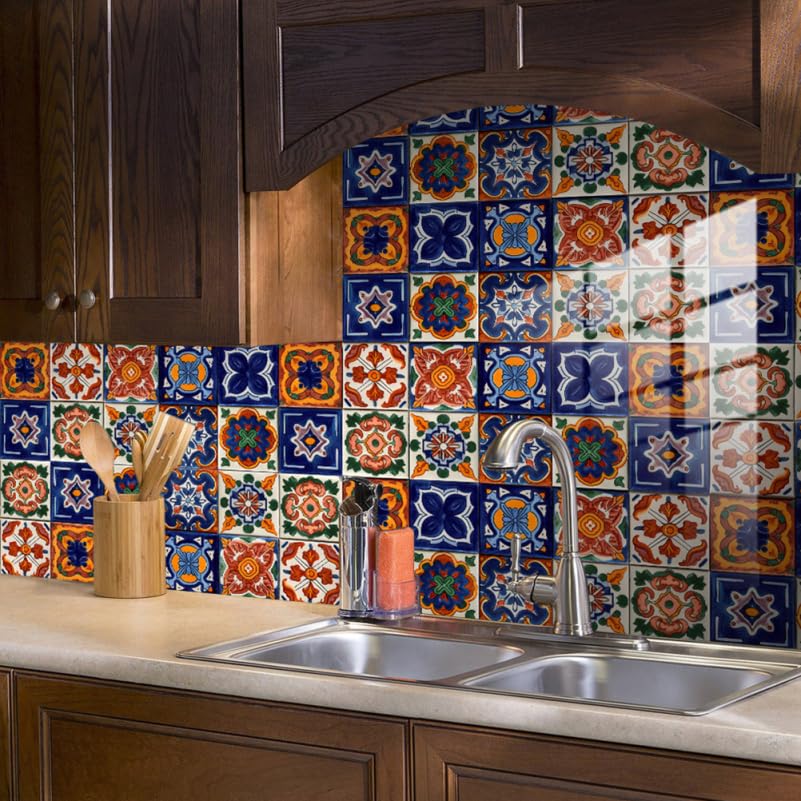 OATIPHO Moroccan Tile Set of Wallpaper Stickers for DIY Peelable Stickers, 10, 20x20cm, Waterproof, Heat-Resistant Kitchen, Bathroom, Toilet,