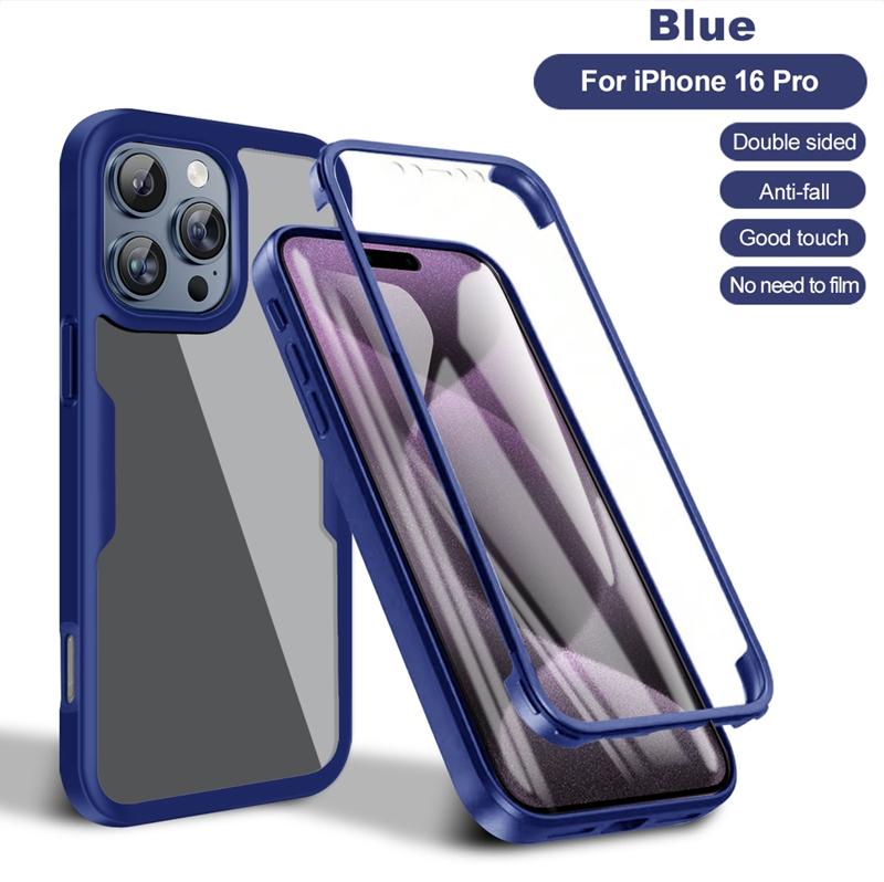 360 Full Body Screen Protector Transparent Case For Iphone 16E 16 15 14 13 12 11 Pro XR XS Max Plus Shockproof Phone Cover