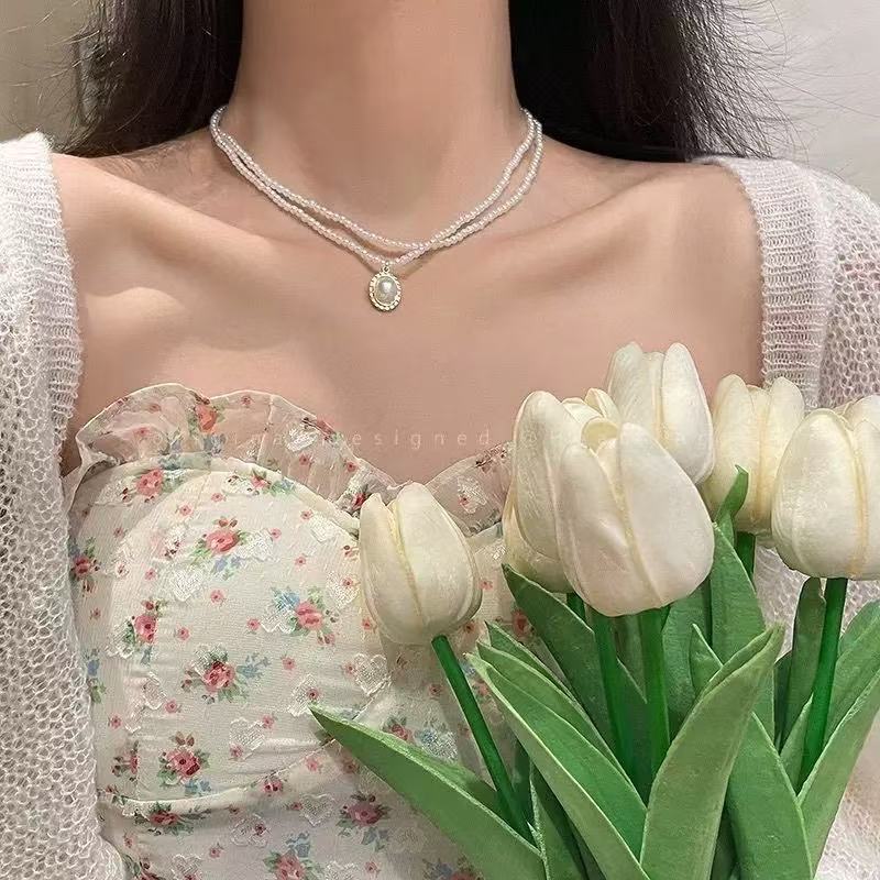 Pearl Butterfly Necklace Light Luxury Niche Design Sense Premium Collarbone Chain Choker Stacked Neck Chain