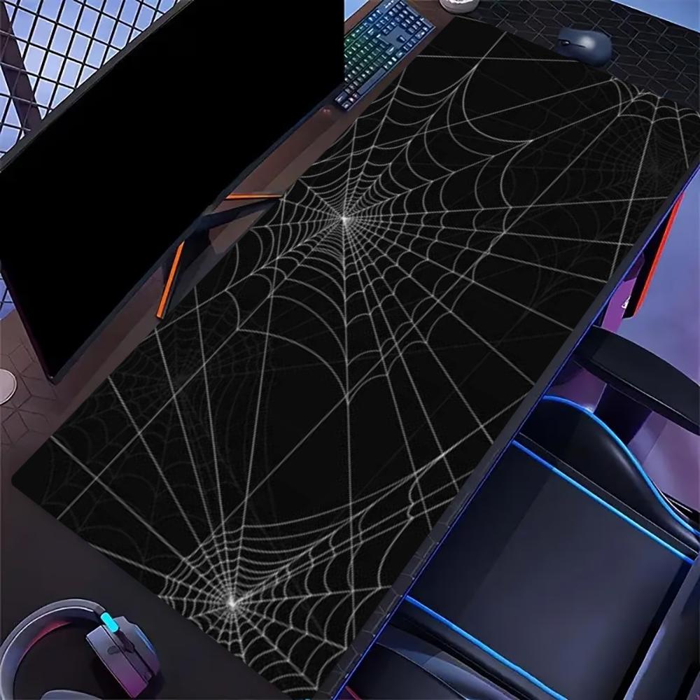 Large Desk Mat Gothic Spider Web Gaming Mouse Pad Non Slip Rubber Lock Edge Keyboard Mousepad Computer Laptop Office Decor