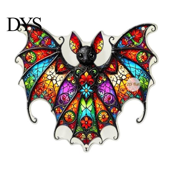 Halloween Window Decor 2D Acrylic Decoration with Chain, Bell, Stained Glass Ghost Bat Festive Wall Hanging Pumpkin Suncatcher Decor, Ornament