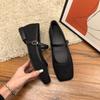 Fairy wind square head suede middle heel grandma shoes girl 2025 new retro soft leather Mary Jane thick heel single shoes
