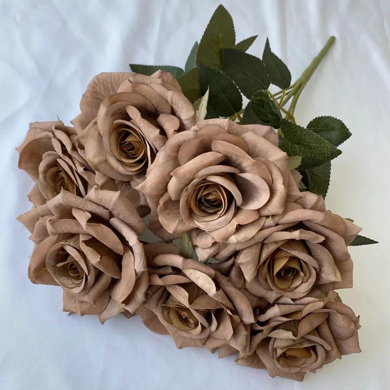 41CM 7 Forks Silk Screen Diamond Rose Artificial Flower Wedding Living Room Decoration Road Guide Bouquet, Artificial Flower