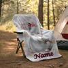 Cute Bunny Embrace Floral Background Design Customizable Outdoor Blanket Customize Text Durable Comfort Throw For Picnics Outdoor Travel And Camping