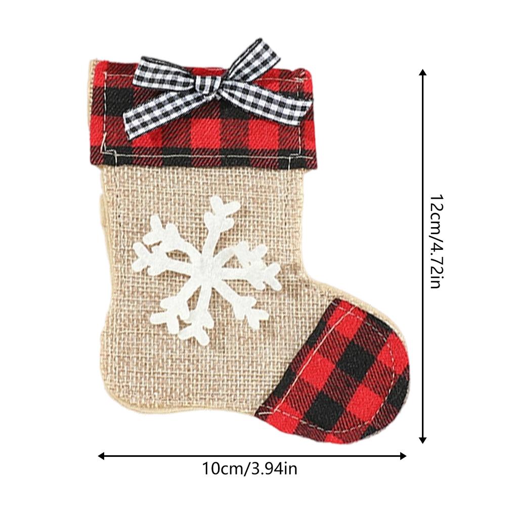 Christmas Plaid Fabric Fork and Knife Sleeves with Embroidery Holiday Table Decorations for Party Dining