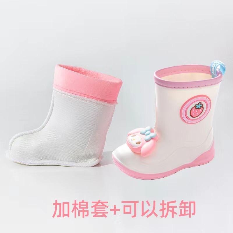 Children's Rain Boots Girls Kindergarten Kuromi Cartoon Cute Cinnamoroll Baby Rain Boots Girls Water Shoes