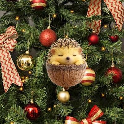 Pingente Animal Pinha Fácil de Pendurar Acrílico Decoração Pendente de Natal com Tema Festivo Ornamento Animal de Cor Viva